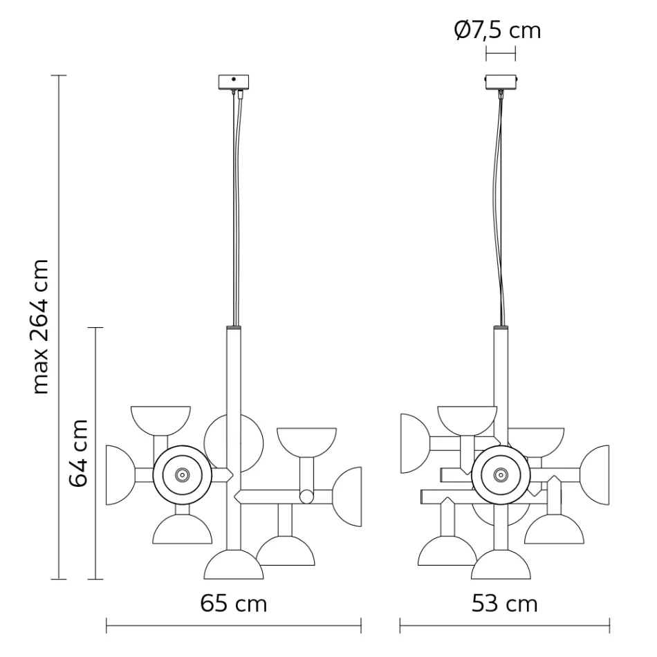 Hänglampa 9 lampor Design i vit eller svart aluminium - Celio Viadurini
