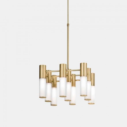 Upphängningslampa 9 lampor i mässing och glasdesign - Etoile av Il Fanale Viadurini