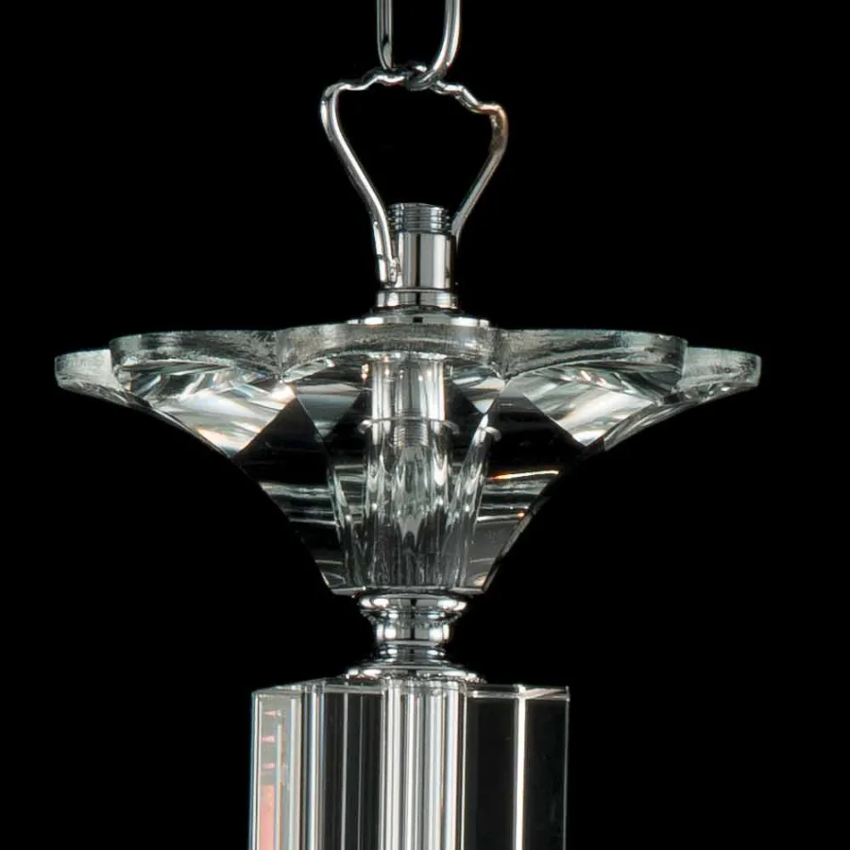 Taklampa 3 lampor glas och Crist Ivy, tillverkad i Italien Viadurini