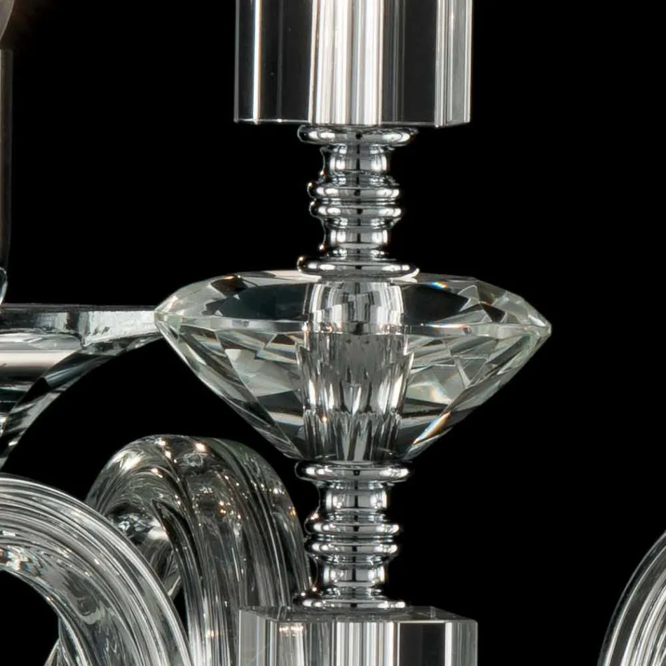 Taklampa 3 lampor glas och Crist Ivy, tillverkad i Italien Viadurini