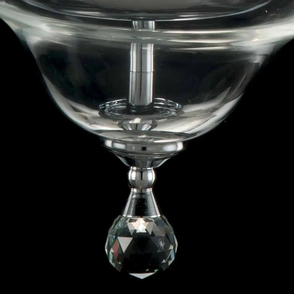 Taklampa 3 lampor glas och Crist Ivy, tillverkad i Italien Viadurini