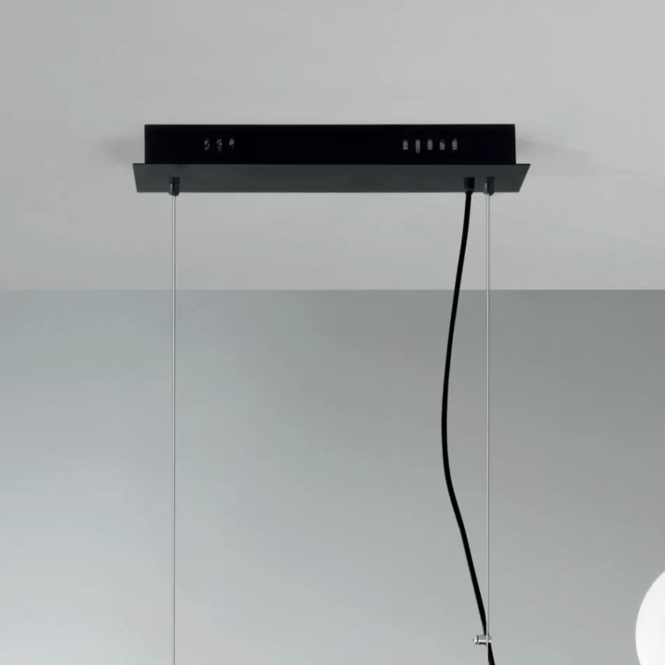 Hänglampa med 5 lampor i metall och modernt blåst glas - Birga Viadurini