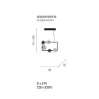 Hänglampa med 5 lampor i metall och modernt blåst glas - Birga Viadurini