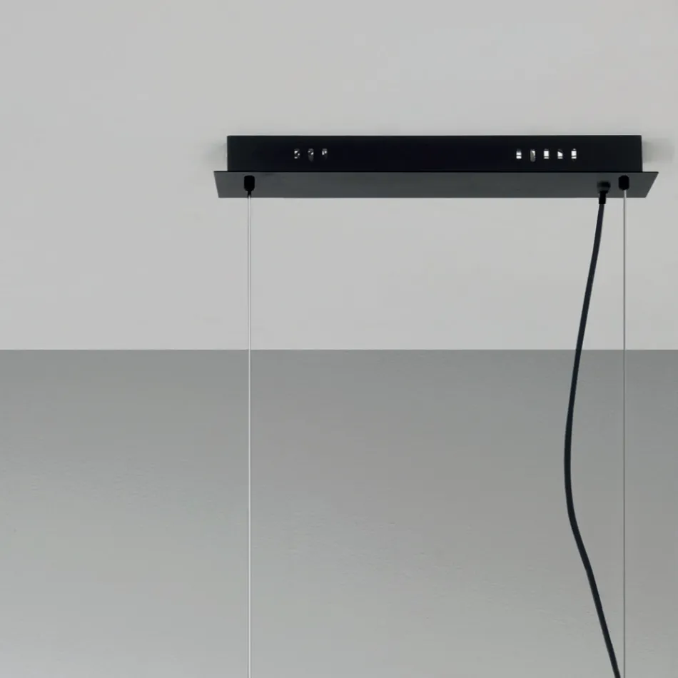 Hänglampa med 6 lampor i metall och modernt blåst glas - Birga Viadurini