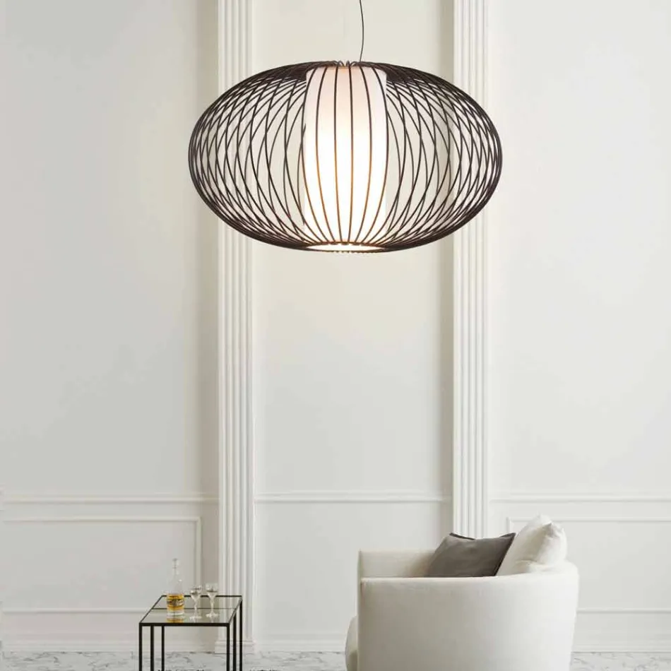 Taklampa målat stål, Ø90xh.53xl.cavo100cm, Joy Viadurini