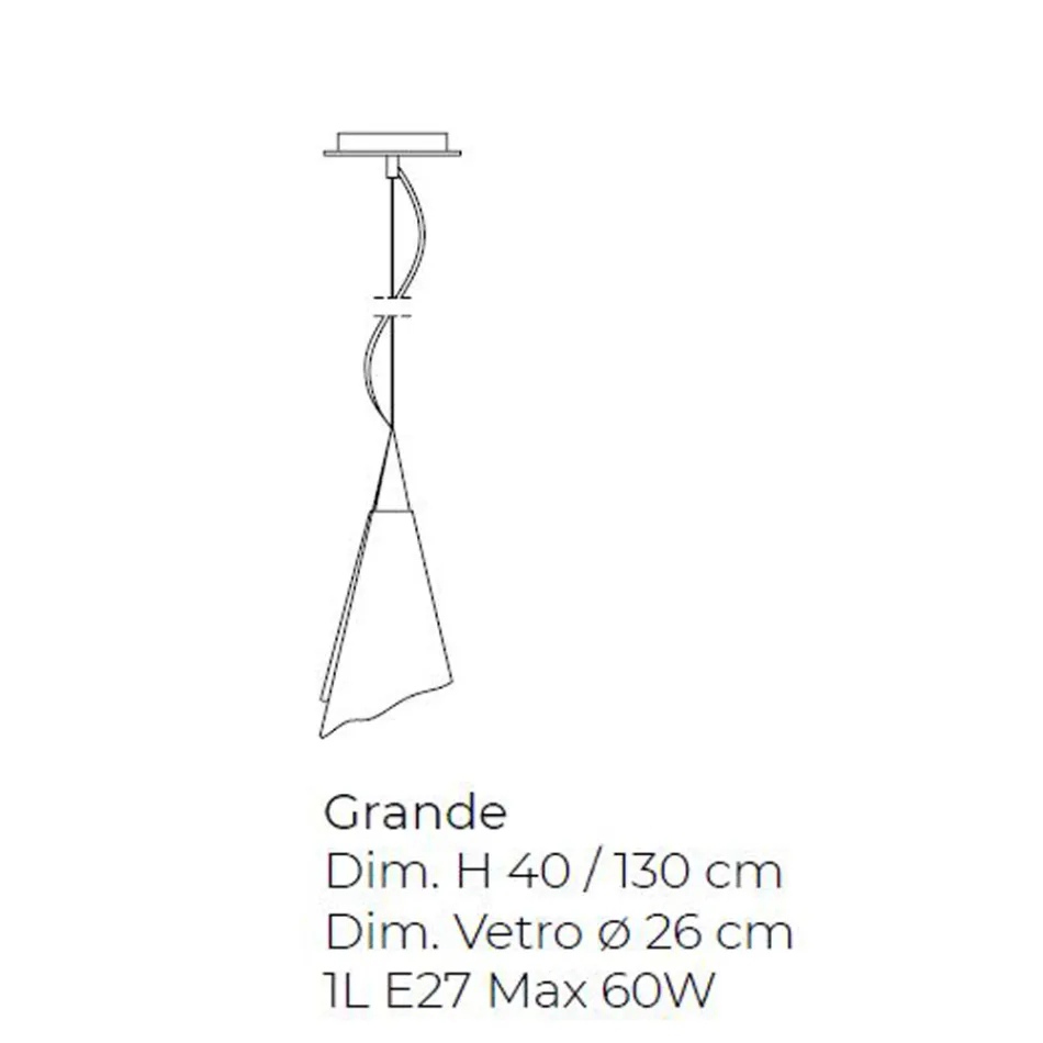 Handgjord venetiansk upphängningslampa i blåst glas - Krystal Viadurini