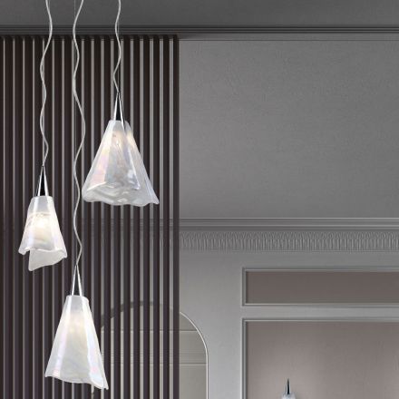 Handgjord venetiansk upphängningslampa i blåst glas - Krystal Viadurini