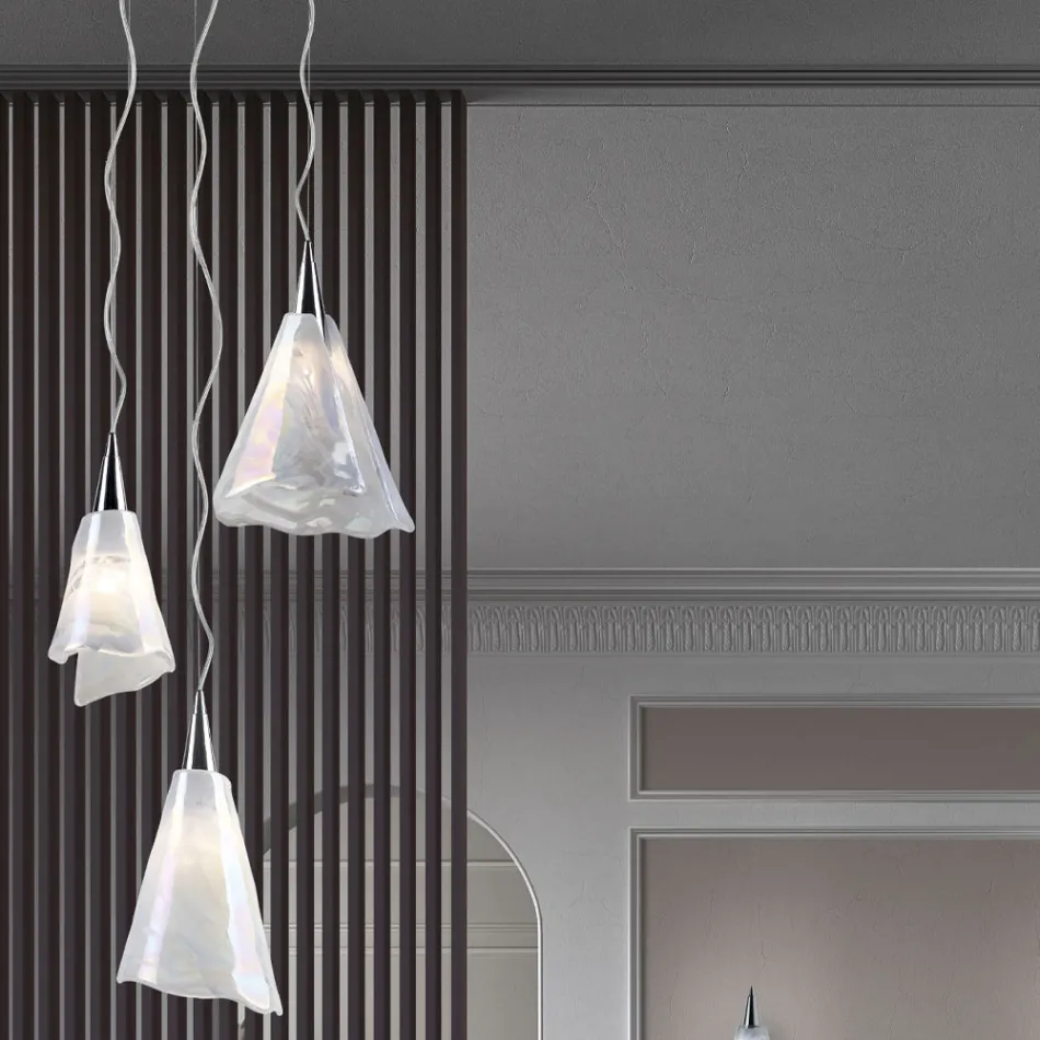 Handgjord venetiansk upphängningslampa i blåst glas - Krystal Viadurini