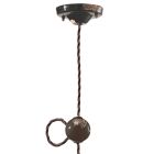 Industrial Artisan Upphängningslampa i järn och keramik - Vintage Viadurini