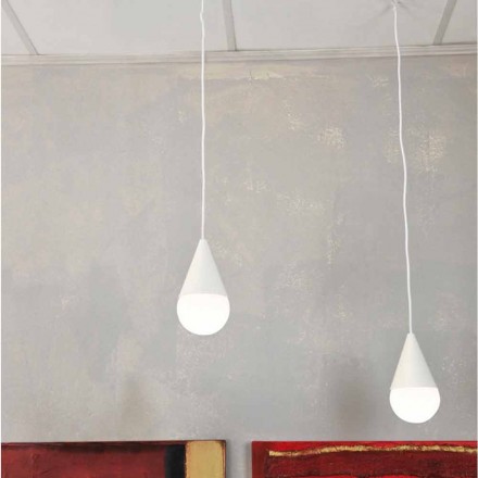 Vit hänglampa med 2 lampor Drop, modern design Viadurini
