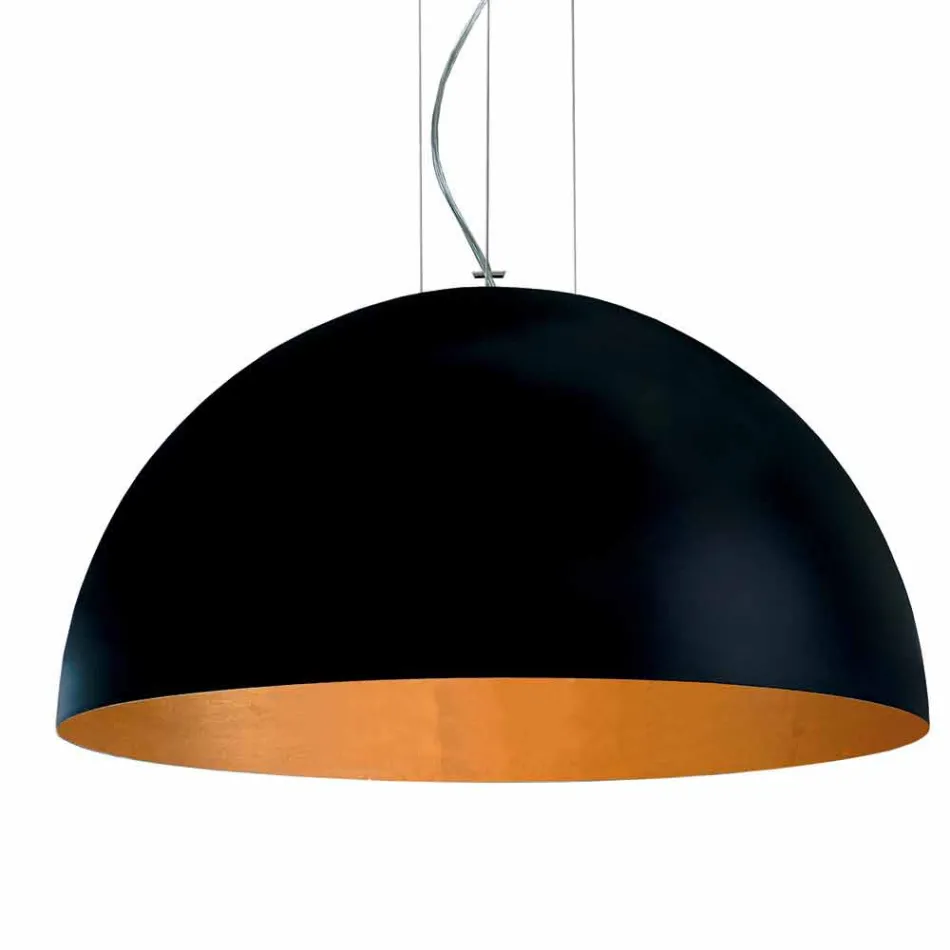 Lampa suspension i två toner Ø40x H20x L.cavo100cm stål Ljus Viadurini