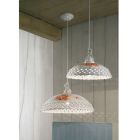 Perforerad och dekorerad handgjord keramisk upphängningslampa - Verona Viadurini