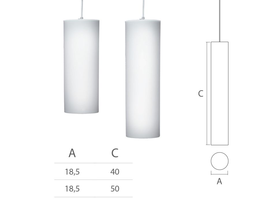 Cylindrisk upphängningslampa i polyeten Tillverkad i Italien - Minervo Viadurini
