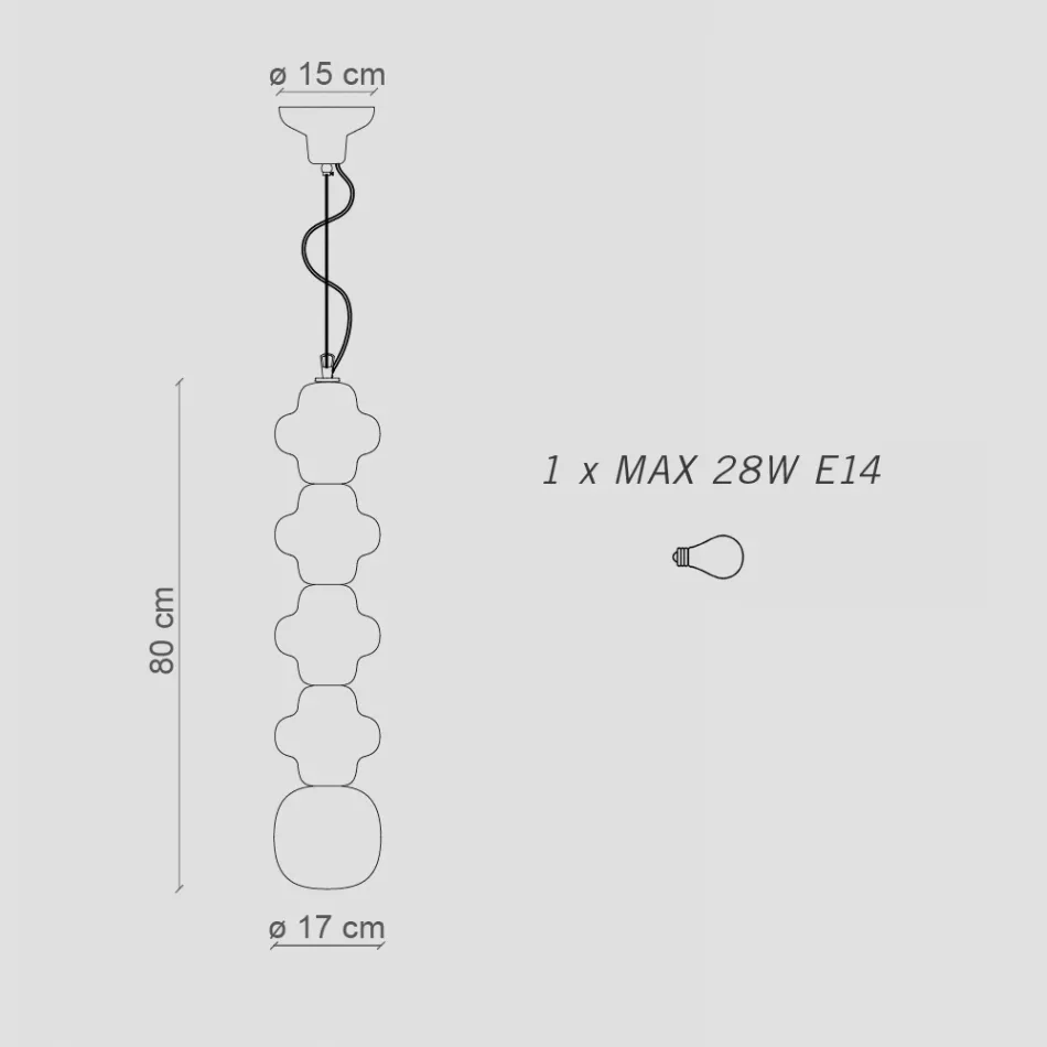 Upphängningslampa med 4 element i keramik och glas Tillverkad i Italien - Capocabana Viadurini