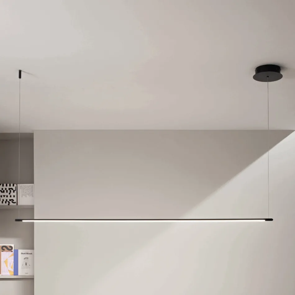 Pendellampa med LED-ljus och längdjusterbara kablar - Orange Viadurini