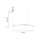 Pendellampa med horisontellt runt LED-ljus i metall - Mulberry Viadurini