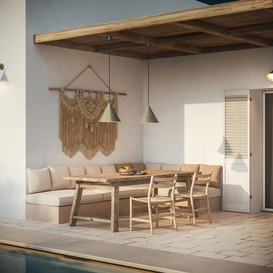 Utomhushängande lampa i mässing Tillverkad i Italien - Regn Viadurini