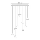 Design Upphängningslampa 5 eller 7 Ljus Svart Aluminiumtråd - Mercado Viadurini