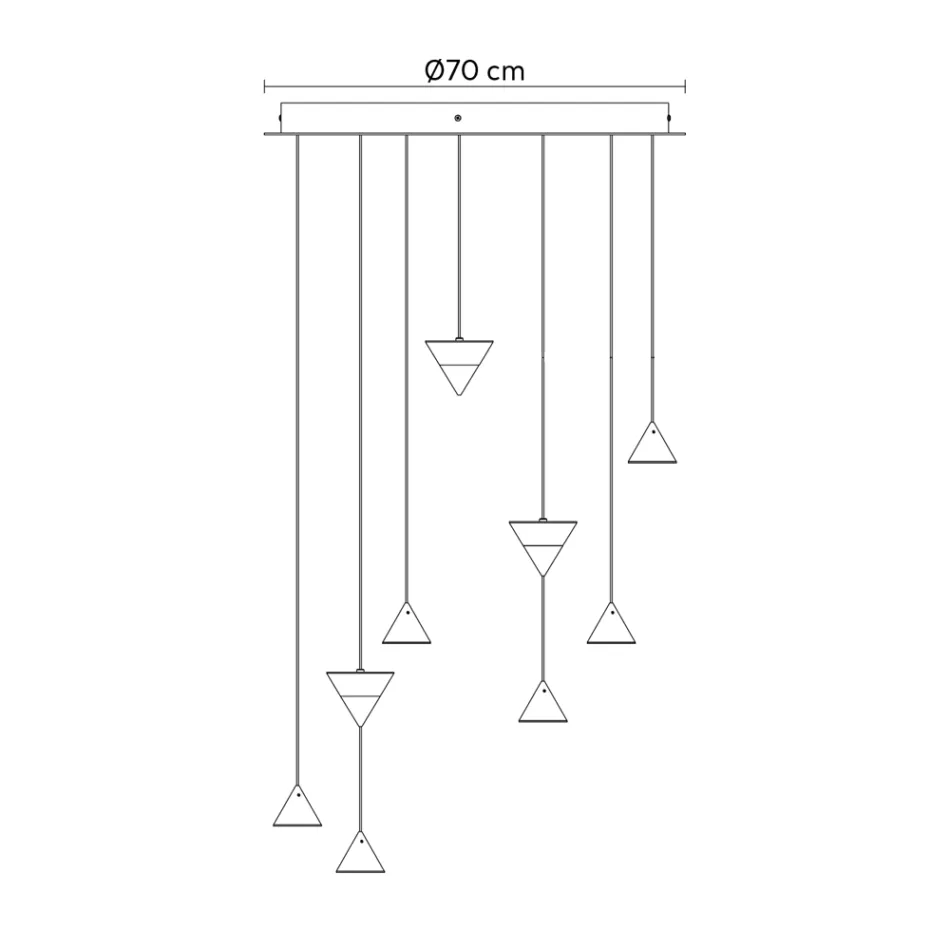 Design Upphängningslampa 5 eller 7 Ljus Svart Aluminiumtråd - Mercado Viadurini