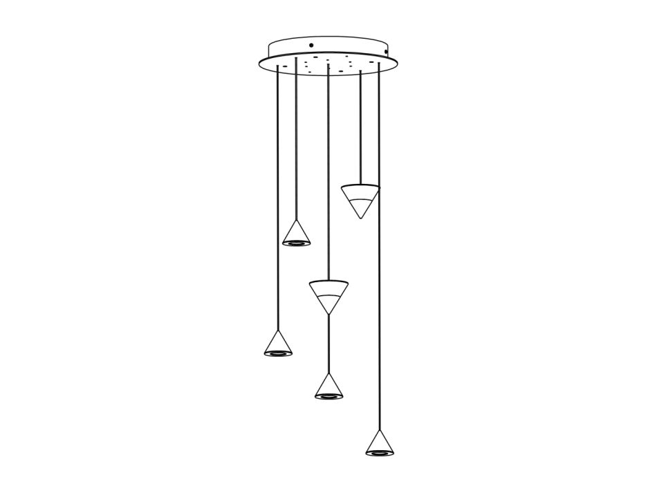 Design Upphängningslampa 5 eller 7 Ljus Svart Aluminiumtråd - Mercado Viadurini