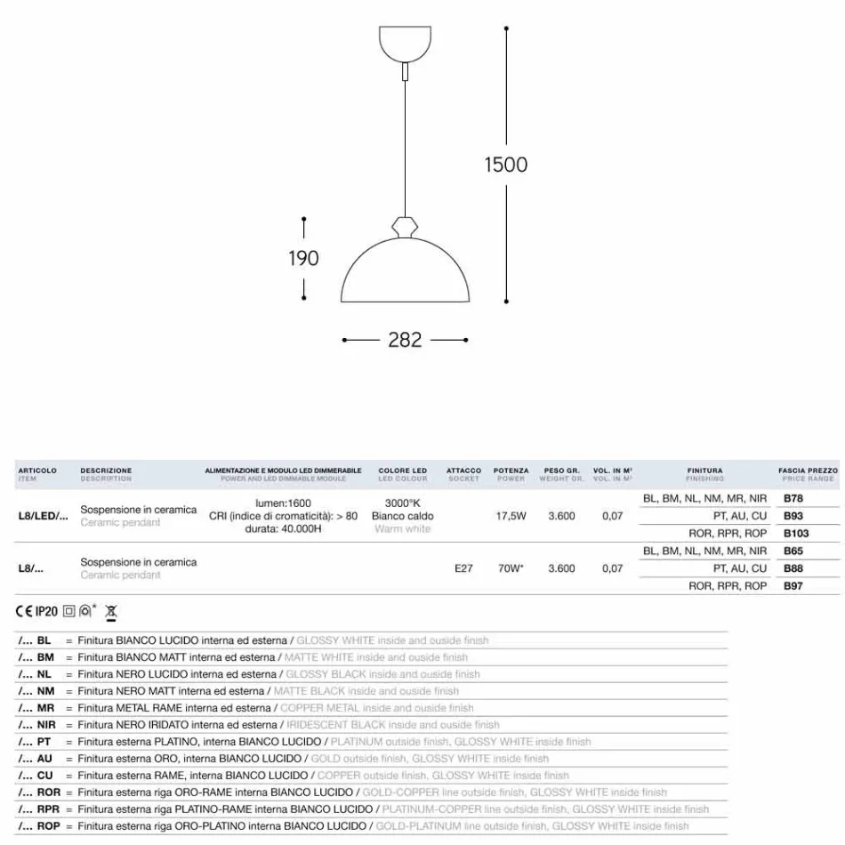 Taklampa Ceramic Design Boss-8 Viadurini