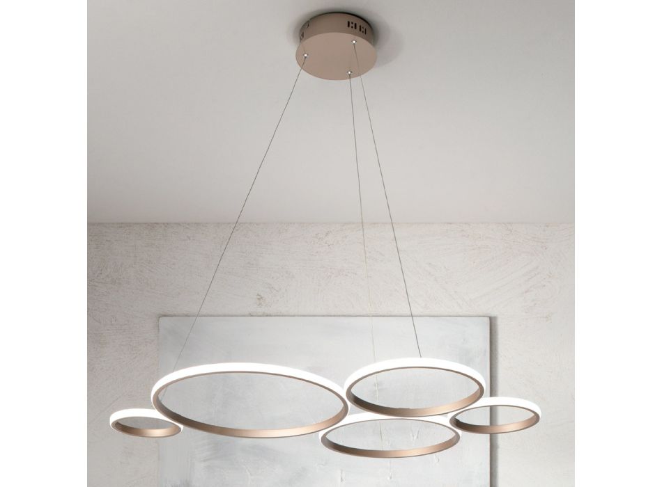 Design Hänglampa för vardagsrum i silver eller guldmetall - Olimpo Viadurini
