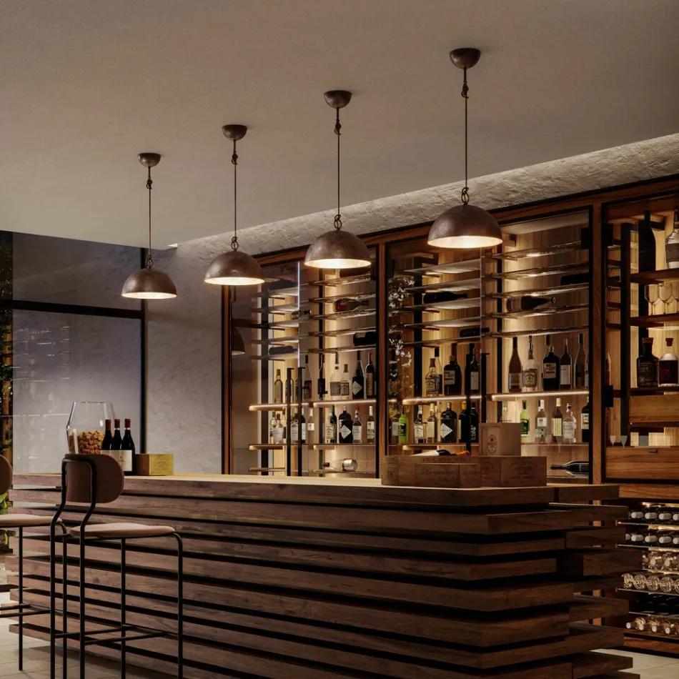 Rustik design taklampa Ø40 cm Galileo Il Fanale Viadurini