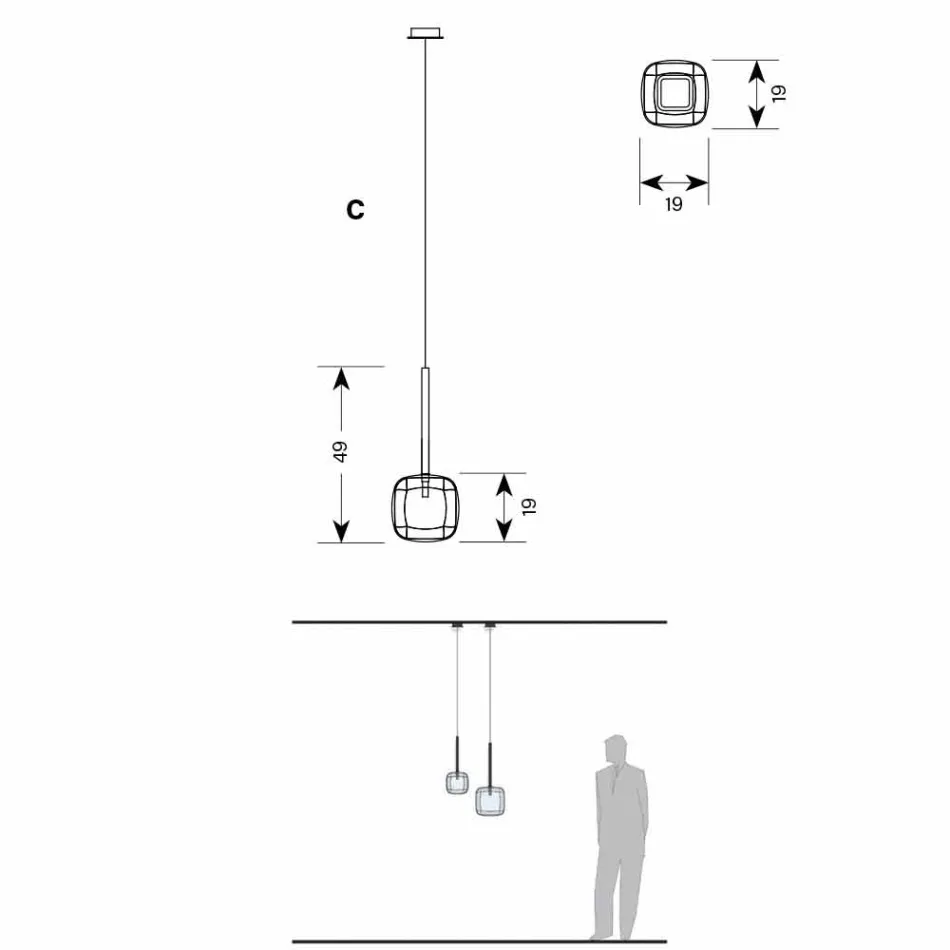 Design upphängningslampa i blank metall tillverkad i Italien - Donatina Viadurini