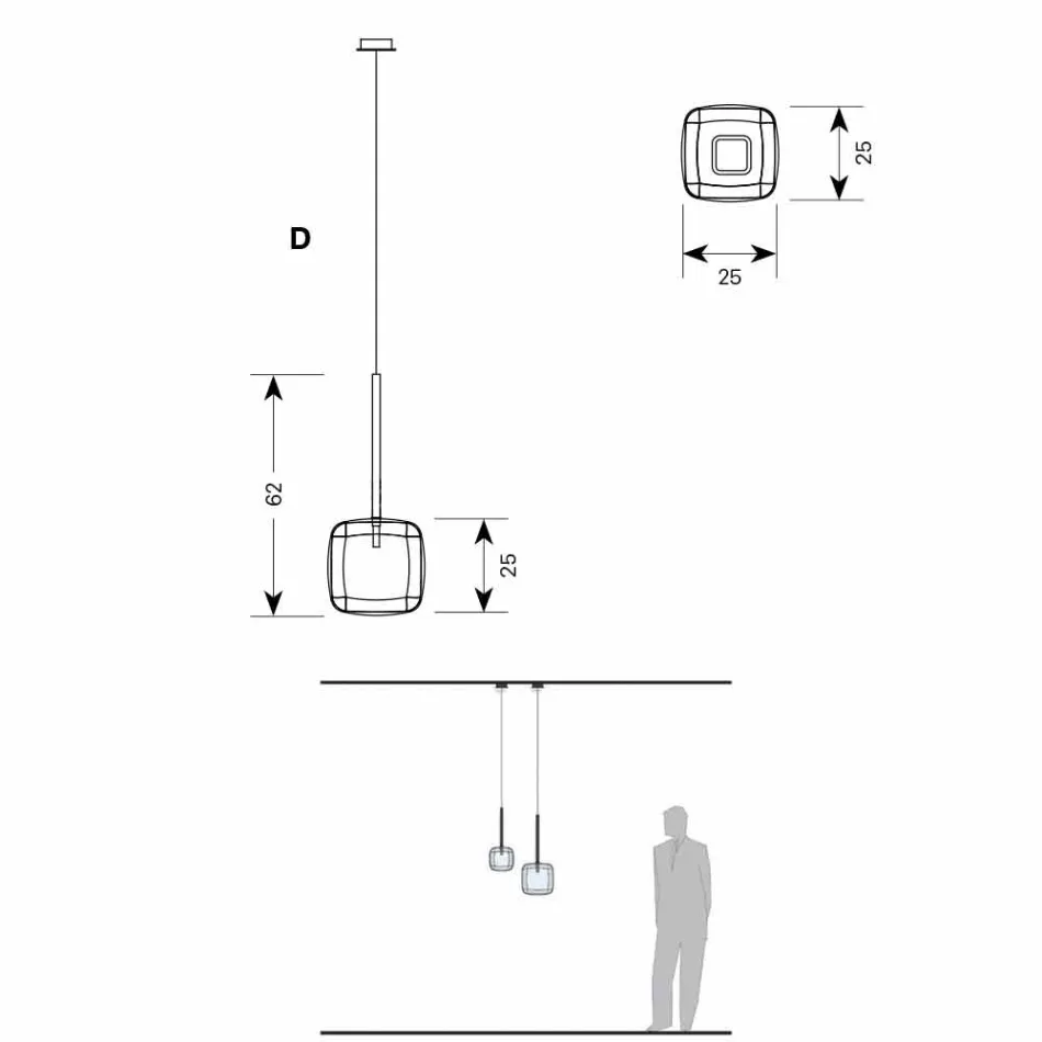 Design upphängningslampa i blank metall tillverkad i Italien - Donatina Viadurini