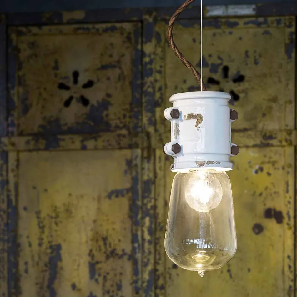 Handgjorda urban design hängande lampa Edith Ferroluce Viadurini