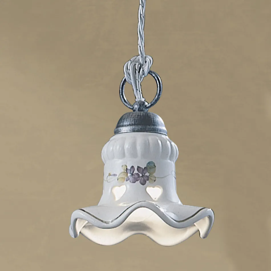 Handmålad Handmålad hänglampa i järn och keramik - Chieti Viadurini