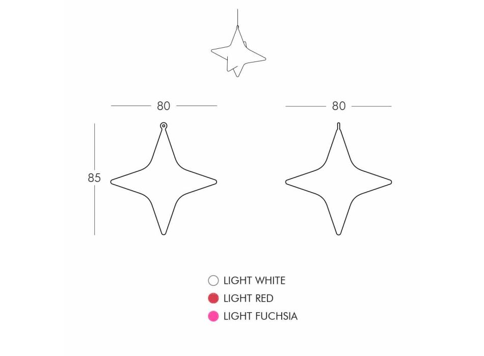 Inomhus Led Star-Shape Suspension Lamp Design av Slide - Sirio Viadurini