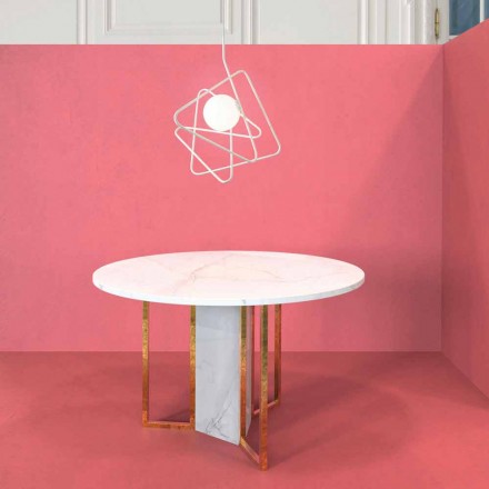 Lampa i modern stål suspension Ø60xh.60xL.cavo200cm, Adele Viadurini