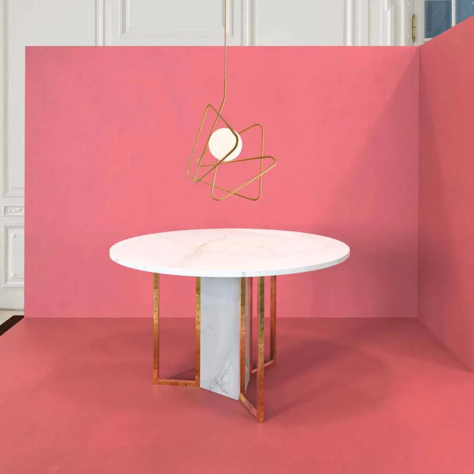 Lampa i modern stål suspension Ø60xh.60xL.cavo200cm, Adele Viadurini