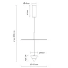 Hänglampa i aluminium med vit platta och svart kon - Padel Viadurini