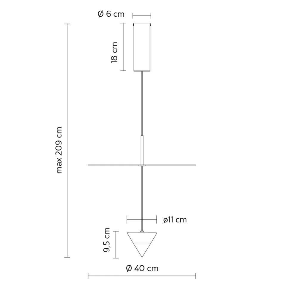 Hänglampa i aluminium med vit platta och svart kon - Padel Viadurini