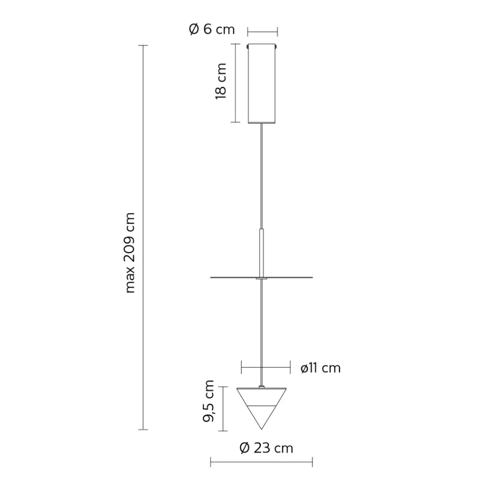 Hänglampa i aluminium med vit platta och svart kon - Padel Viadurini