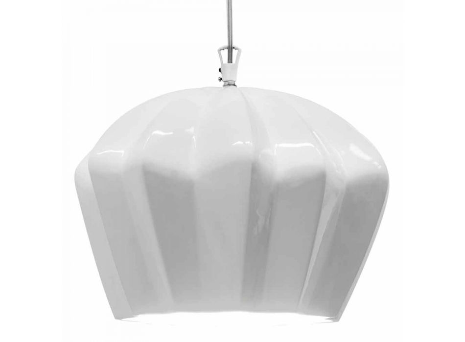 Upphängningslampa i blank vit keramisk design i 4 former - Oas Viadurini