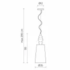 Upphängningslampa i vit keramisk lampskärm i linne lång design - Cadabra Viadurini