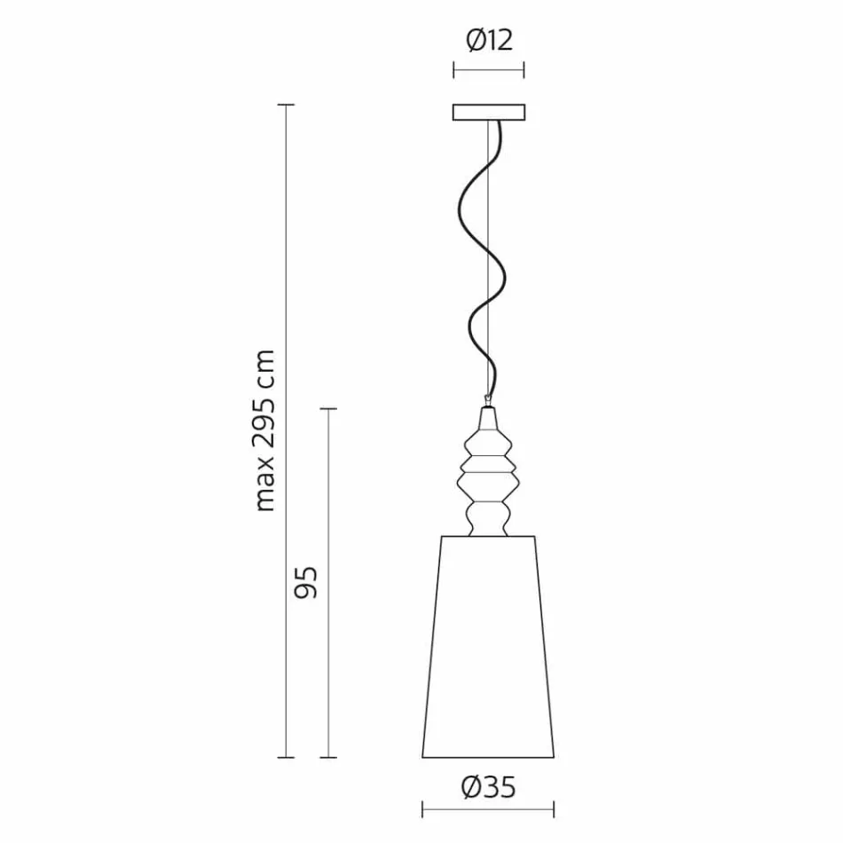 Upphängningslampa i vit keramisk lampskärm i linne lång design - Cadabra Viadurini