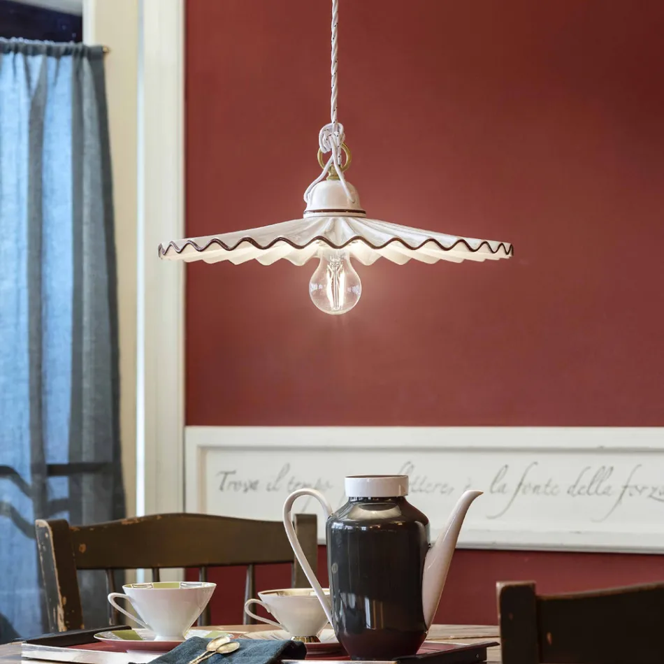 Lampa keramisk suspension med dekorum Ferroluce L&#39;Aquila Viadurini