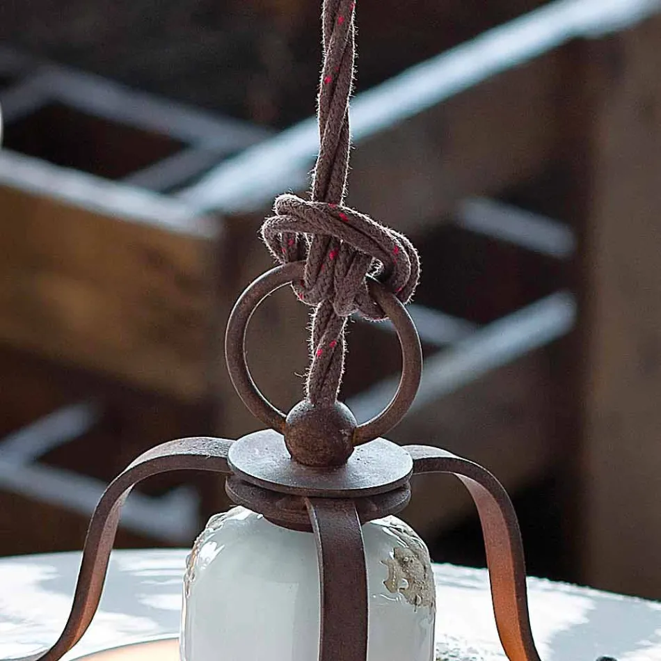 Lampa keramiska fjädring och metall Emily land Ferroluce Viadurini