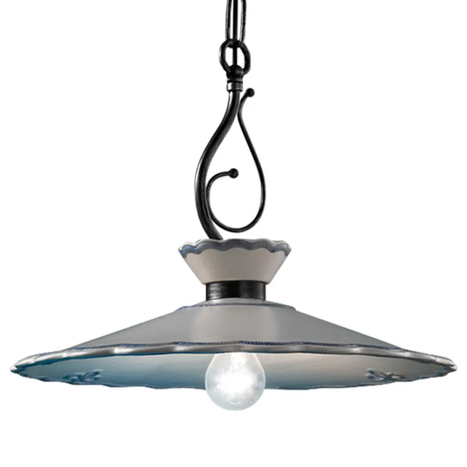 Handmålad broderieffekt Keramisk upphängningslampa - Ravenna Viadurini