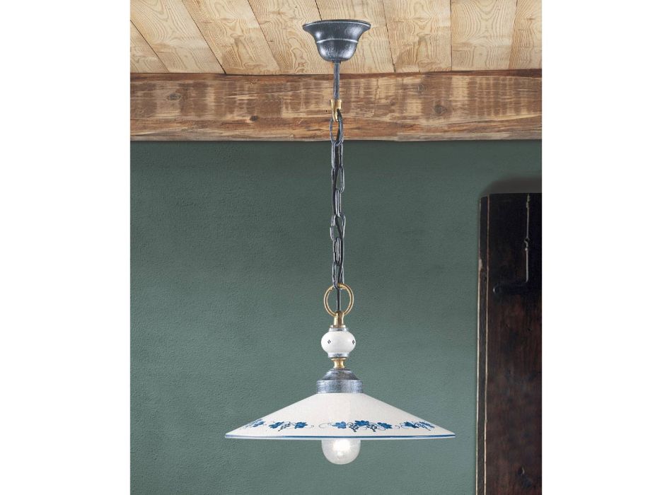 Handgjord taklampa i keramik och vintage järn - Asti Viadurini