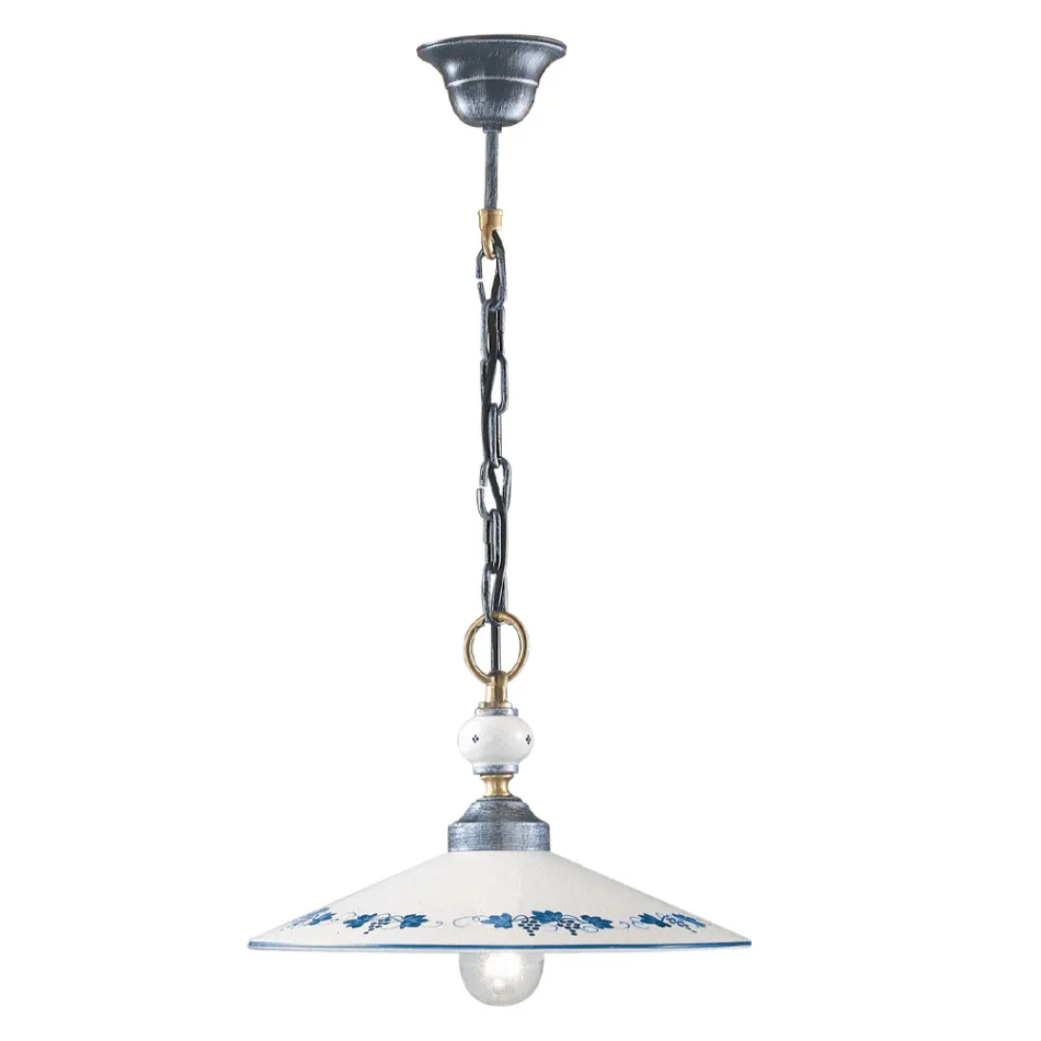 Handgjord taklampa i keramik och vintage järn - Asti Viadurini