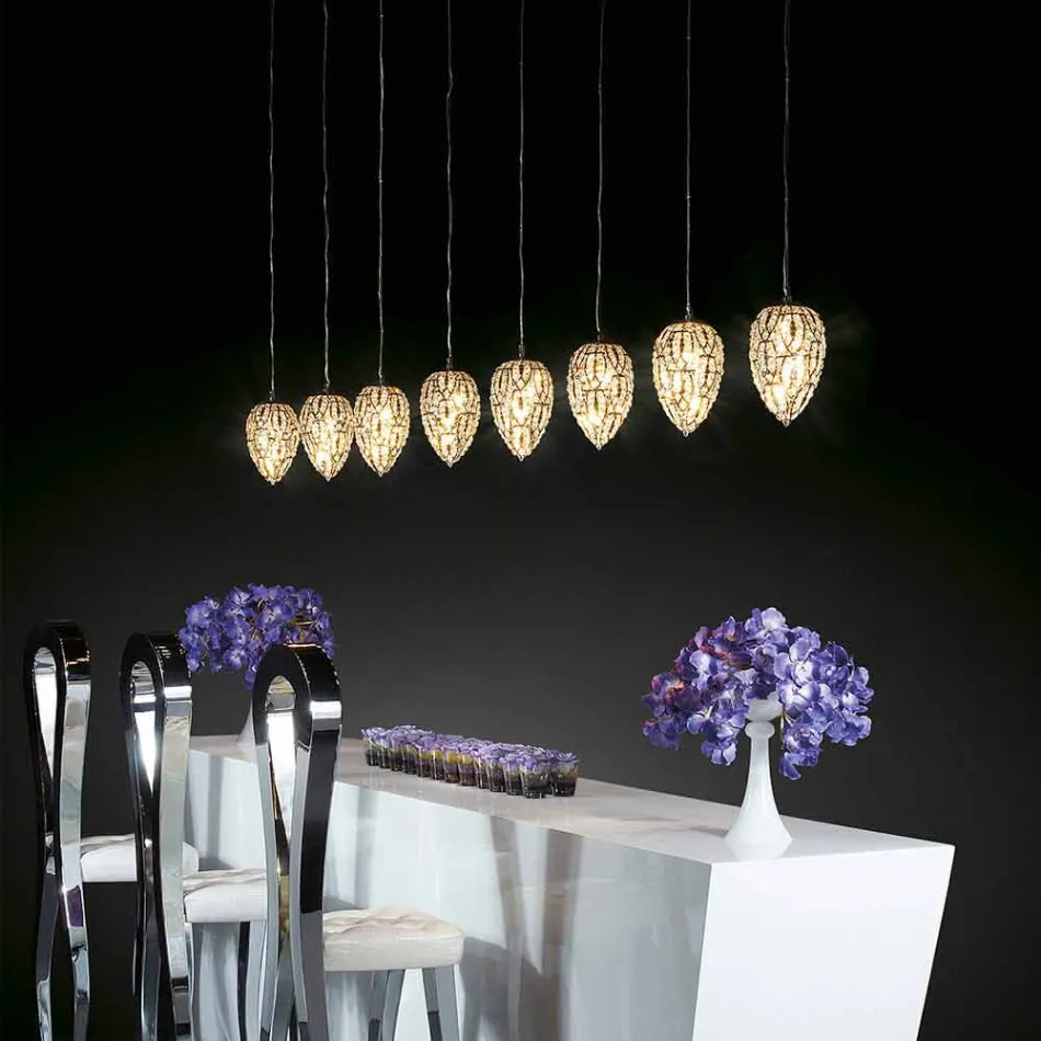 Taklampa kristall och formade stål Egg ägg Viadurini