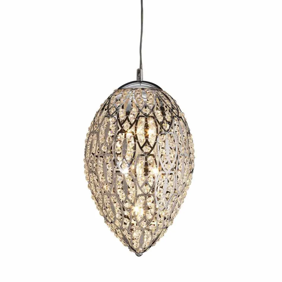 Taklampa kristall och formade stål Egg ägg Viadurini