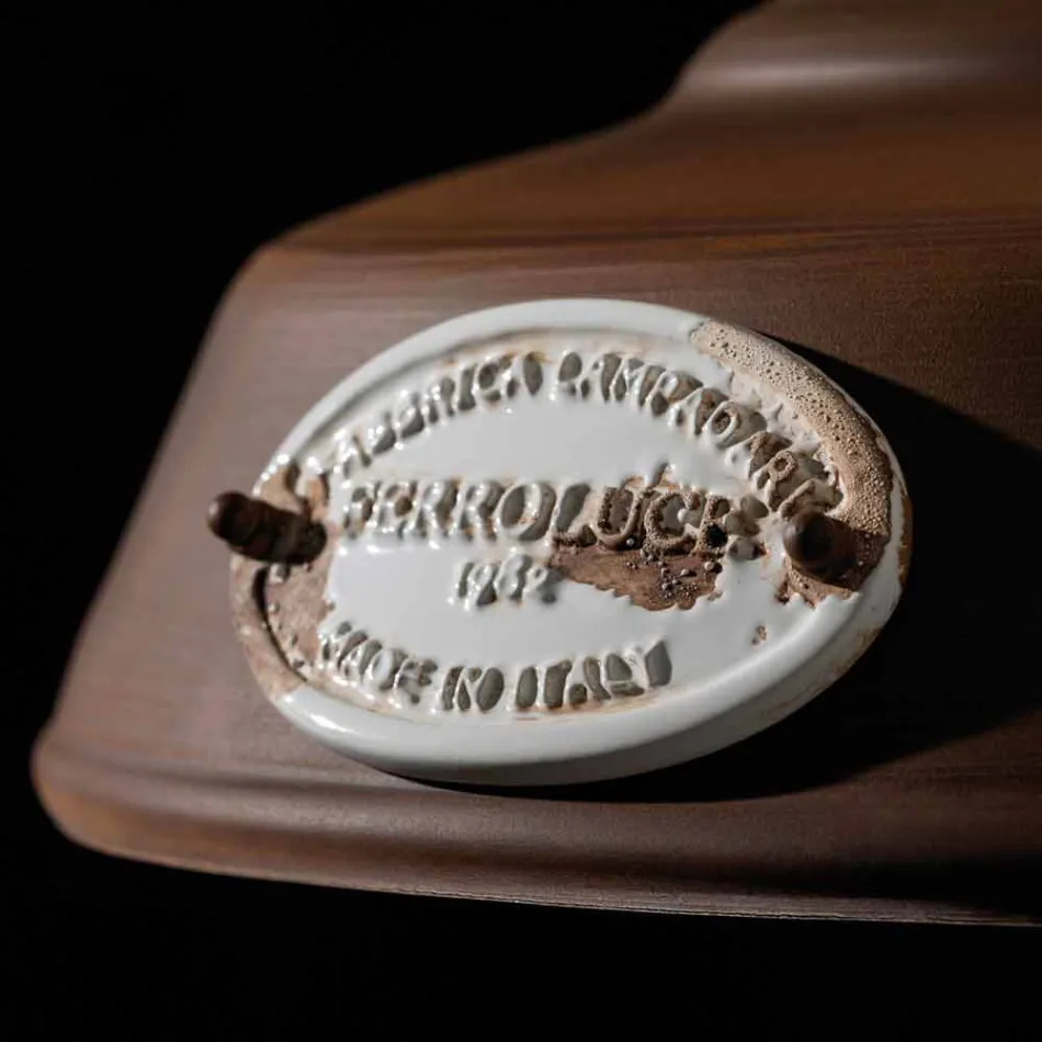 Lampa antik järn fjädring och keramiska Teresa Ferroluce Viadurini