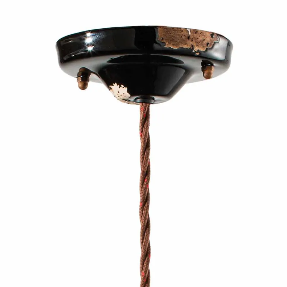 Lampa järn och keramik suspension corten Lois Ferroluce Viadurini