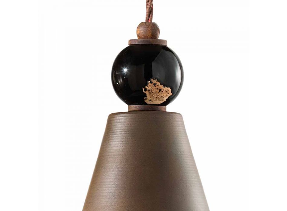 Lampa järn och keramik suspension corten Lois Ferroluce Viadurini